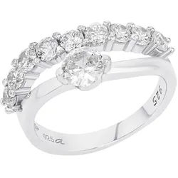Fingerring AMOR Gr. 60, silberfarben, kristallweiß, Fingerringe, Damen, 60, Silber 925 (Sterlingsilber), 2,5mm, Fingerring, mit Zirkonia (synth.)