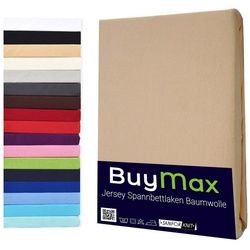 Spannbettlaken StyleHeim Jersey aus 100% Baumwolle, Buymax, Jersey, Gummizug: Rundumgummi, Pflegeleicht und Atmungsaktiv in Verschiedenen Farben und Größen beige 60 cm x 120 cm