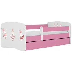 Raumhirsch Furniture Kinderbett Kaninchen mit Schmetterlingen mit Schublade und Matratze 180/80 , Rosa , Holzwerkstoff , Rechteckig , 80x180 cm , FSC 100% , Babymöbel & Kindermöbel, Kinderzimmer & Jugendzimmer, Kinderbetten