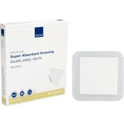 ABENA® Wundauflage, doppelseitig, steril, weiß, Superabsorbierendes Wundpflaster ohne Klebstoff, 1 Packung = 10 Stück, Maße: 10 x 10 cm