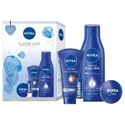 NIVEA Körperpflege Duschpflege Geschenkset Body Milk 250 ml + Intensive Pflege 75 ml + Labello Original + Nivea Creme 30 ml