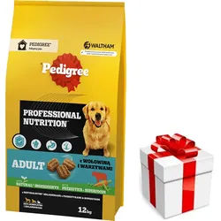 PEDIGREE® Adult Professional Nutrition 12 kg mit Rindfleisch und Gemüse - Trockenvollnahrung für ausgewachsene Hunde großer und mittelgroßer Rassen + Überraschung für den Hund