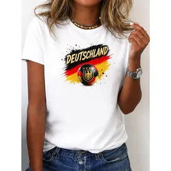 RMK T-Shirt Damen Shirt Rundhals Fußball Deutschland WM aus Baumwolle weiß 36