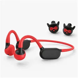 Tekoo 2-in-1 Kinder Bluetooth Kopfhörer, Knochenschall & On-Ear für Sport Open-Ear-Kopfhörer (Apple Siri, 2-in-1 Design (Knochenschall & Dynamik) rot