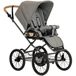 Naturkind Kinderwagen , Grau , Textil , 83x62x44 cm , EN 1888 , Feststellbremse, Federung, kugelgelagerte Räder, Verdeckung abnehmbar, 5-Punkte-Gurt, für Babyschale geeignet, Sitz umsetzbar, abnehmbarer Schutzbügel , Baby on Tour, Kinderwagen, Kombikinderwagen