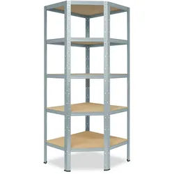 shelfplaza HOME 180x70x45 cm Eckregal in verzinkt mit 5 Böden und 175 kg Traglast pro Boden