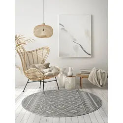 the carpet Teppich Calgary round, rund, Höhe: 1 mm, moderner robuster In und Outdoor Teppich grau Ø 120 cm x 1 mm