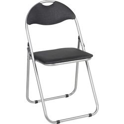 Boxxx Klappstuhl , Schwarz, Alufarben , Metall, Textil , Rundrohr , 44x80x47 cm , klappbar , Esszimmer, Stühle, Klappstühle