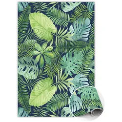 Tulup Vinyl Teppich 60x90 cm Tropische Blätter , Grün , Kunststoff , Rechteckig , 60x90 cm , Teppiche und Böden, Teppiche, Outdoorteppiche