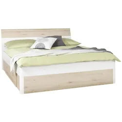 Ti'me Bett , Weiß, Buchefarben , Holz , 180x200 cm , Schlafzimmer, Komplette Schlafzimmer und Serien, Schlafzimmerserien