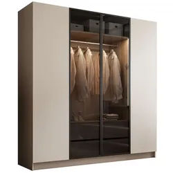 Lookway Kleiderschrank ATRIUM Vier­türiger Schrank mit Glasfront inklusive Trageservice beige