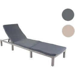 Poly-Rattan Sonnenliege HWC-A51, Relaxliege Gartenliege Liege ~ Basic grau, Kissen dunkelgrau