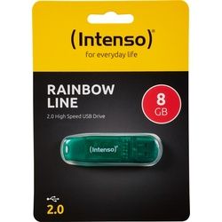 Intenso USB 2.0 Stick 8GB, Rainbow Line, grün (R) 28MB/s, (W) 6.5MB/s, Retail-Blister