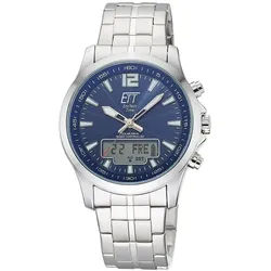 ETT Eco Tech Time EGA-11716-31M Funk-Solar Herrenuhr Professional Worldtimer Blau