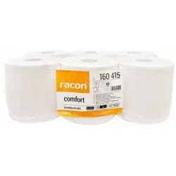 racon® comfort Handtuchrolle, 19 cm x 320 m, 1-lagig, weiß, Weißes Rollenhandtuchpapier aus Recycling-Tissue, 1 Paket = 6 Rollen à ca. 320 Meter