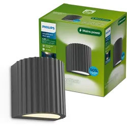 Philips LED Außen-Wandleuchte Outdoor Ultra-Efficient Zyra, LED fest integriert, Warmweiß, 2700 Kelvin, 800 Lumen, IP44, anthrazit grau