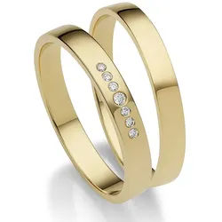 Trauring FIRETTI "Schmuck Geschenk Gold 375 Hochzeit Ehering "LIEBE" Gr. 57, gold (gelbgoldfarben), Fingerringe, Damen, 57, 0,04 SI = kleine Einschlüsse mit Brillanten, Gelbgold 375, 3mm, Trauring, Made in Germany, wahlweise mit oder ohne Brillanten