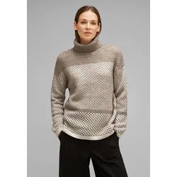 STREET ONE Rollkragenpullover »Rollkragen-Pullover«, Modisches Strickmuster STREET ONE whisper mocca melange 42