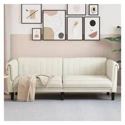 vidaXL Sofa Sofa 3-Sitzer Creme Samt