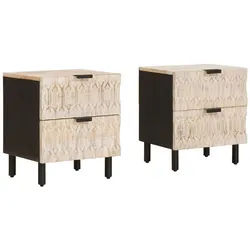 vidaXL Nachttisch 40 x 33 x 46 cm Nachtschrank Nachttisch 2 pcs Weiß 40x33,5x46 cm Massi weiß