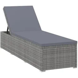 vidaXL Gartenliege 195 x 60 x 31 cm Sonnenliege mit Auflage Polyrattan Grau Gartenliege grau