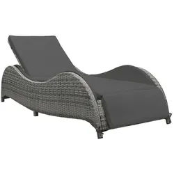 vidaXL Gartenliege 200 x 73 x 45 cm Sonnenliege mit Auflage Polyrattan Anthrazit Gartenli grau