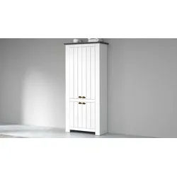 Home affaire Schuhschrank FIGO, Made in Italy – Schuhkommode,Schuhregal für ca. 40 Paar Schuhe (1-St) 4-Türig, Siebdruck-dekorative Fräsungen, 10 Fächer, Höhe 200 cm weiß