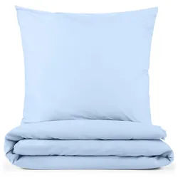Blumtal Bettwäsche 3-teilig, 155/220 cm & 80/80 cm, Hellblau , Textil , Rechteckig , 155x220 cm , Oeko-Tex® Standard 100 , Heimtextilien, Bettwäsche & Leintücher, Bettwäsche