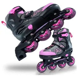 Apollo Inlineskates Champion Verstellbare Inlineskates für Kinder und Erwachsene, Größe 31-42, mit LED Rollen rosa M (35-38)