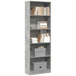 vidaXL Bücherregal NA Bücherregal Betongrau 60x24x176 cm Spanplatte grau