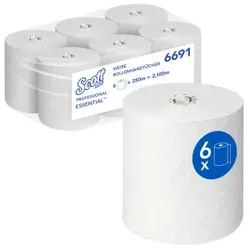 SCOTT® EssentialTM Handtuchrolle, 19,8 cm x 350 m, 1-lagiges Papierhandtuch mit Airflex-Technologie, 1 Karton = 6 Rollen, weiß