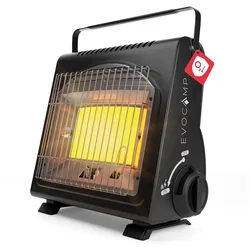 EVOCAMP Heizgerät mit Piezozündung tragbar, 1,7 kW, für Camping ohne Strom, Sauerstoffmangelsicherung für Gaskartuschen MSF-1A, Piezo-Zünder schwarz