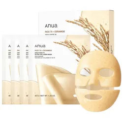 Anua Gesichtsmaske Rice 70 Glow Collagen Mask 4er Pack – zweiteilige Hydrogel-Tuchmaske mit 70% Reisextrakt, Kollagen und Niacinamid – spendet intensive, Feuchtigkeit, unterstützt ebenmäßiges Hautbild & für alle Hauttypen weiß
