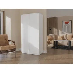 Raumhirsch Furniture Kleiderschrank Schrank, Kleiderschrank, Garderobenschrank (Maße 50 x 90 x 180 cm, Push-to-Open System, 7 Einlegeböden) mit ABS-Kanten, zeitloses Design weiß
