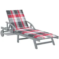Helloshop26 - Sonnenliege Deckstuhl Sonnenbett Gartenbett Terrassenmöbel mit Kissen massives Akazienholz 02_0012359