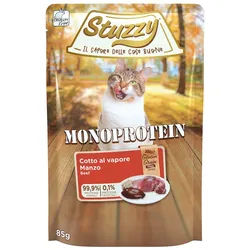 Stuzzy Monoprotein, Nassfutter für Katzen, frisches Rindfleisch, 85g, Beutel