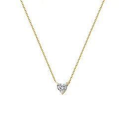 Dear Me Goldkette mit Herz Diamant (0.18 ct / 0.53 ct zur Auswahl), 585er Gelbgold, 14K Massivgold Halskette Brillant Herzchen, Echtgold Schmuck goldfarben