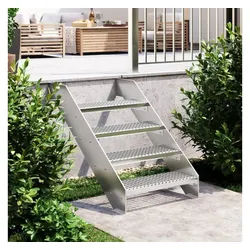 vidaXL Stufenmatte 60 x 24 x 7 cm Gitterroststufe 60x24x7 cm Verzinkter Stahl silberfarben