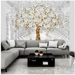 KUNSTLOFT Vliestapete Tree in the Tunnel 1.5x1.05 m, Halb-matt, lichtbeständige Design Tapete goldfarben|grau 1.50 m x 1.05 m
