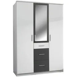 Carryhome Kleiderschrank , Graphitfarben, Weiß , Kunststoff , 5 Fächer , 3 Schubladen , 135x199x58 cm , Made in Germany , Typenauswahl, Beimöbel erhältlich, umfangreiches Zubehör erhältlich, in verschiedenen Größen erhältlich, in verschiedenen Holzdekoren erhältlich , Schlafzimmer, Komplette Schlafzimmer und Serien, Schlafzimmerserien