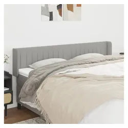 vidaXL Bett, Kopfteil mit Ohren Hellgrau 183x16x78/88 cm Stoff