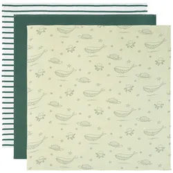 Avelia Mullwindelnset , Multicolor , Textil , Fische , 100x100 cm , Gots, Oeko-Tex® Made IN Green , saugfähig , Schlafen, Babytextil-Kollektionen