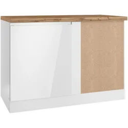 Held Eckunterschrank , Weiß, Eiche Wotan, Weiß Hochglanz , Holzwerkstoff , 1 Fächer , 120x86x60 cm , Made in Germany , Küchen, Küchenmöbel, Küchenschränke, Küchenunterschränke