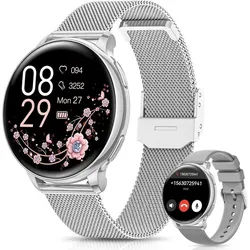 Sanorum Smartwatch (3,2 cm, Android iOS), Smartwatch Damen mit Anruf-Funktion und umfassender Fitnessuhr silberfarben