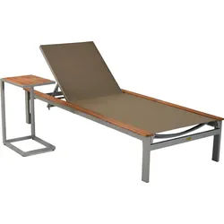 MERXX Gartenliege Naxos, Set, 2 St., Applikationen aus Akazienholz, inkl. Beistelltisch grau