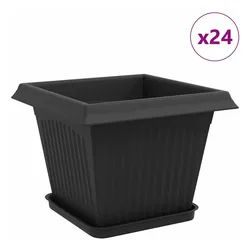 vidaXL Blumentopf Blumentöpfe 24 pcs Schwarz 28,5 x 28,5 x 22 cm Kunststoff (24 St) schwarz