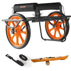 VEVOR Kajakwagen, 150 kg, Kanuwagen mit 38,1 cm Vollgummireifen & Spanngurt, Bootswagen zum Transportieren von Kajaks, Kanus, Paddleboards, Jon-Booten, Wassersportgeräte, 770x495x425 mm