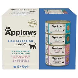 Applaws Multipack Dosen in Brühe für Katzen Fischauswahl 12x70g CUP