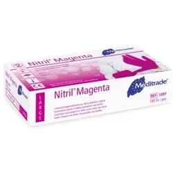 Meditrade Nitril® Magenta Untersuchungshandschuh, Einmalhandschuh - Puderfrei, unsteril, pflegende Innenbeschichtung, 1 Karton = 10 x 100 = 1000 Stück, Größe S