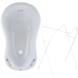 Hylat Baby Babybadewanne Hylat Baby Babybadewanne mit Gestell, TÜV Rheinland zertifiziert, Lite, (2-tlg), Hylat Baby Babywanne mit Gestell Grau grau